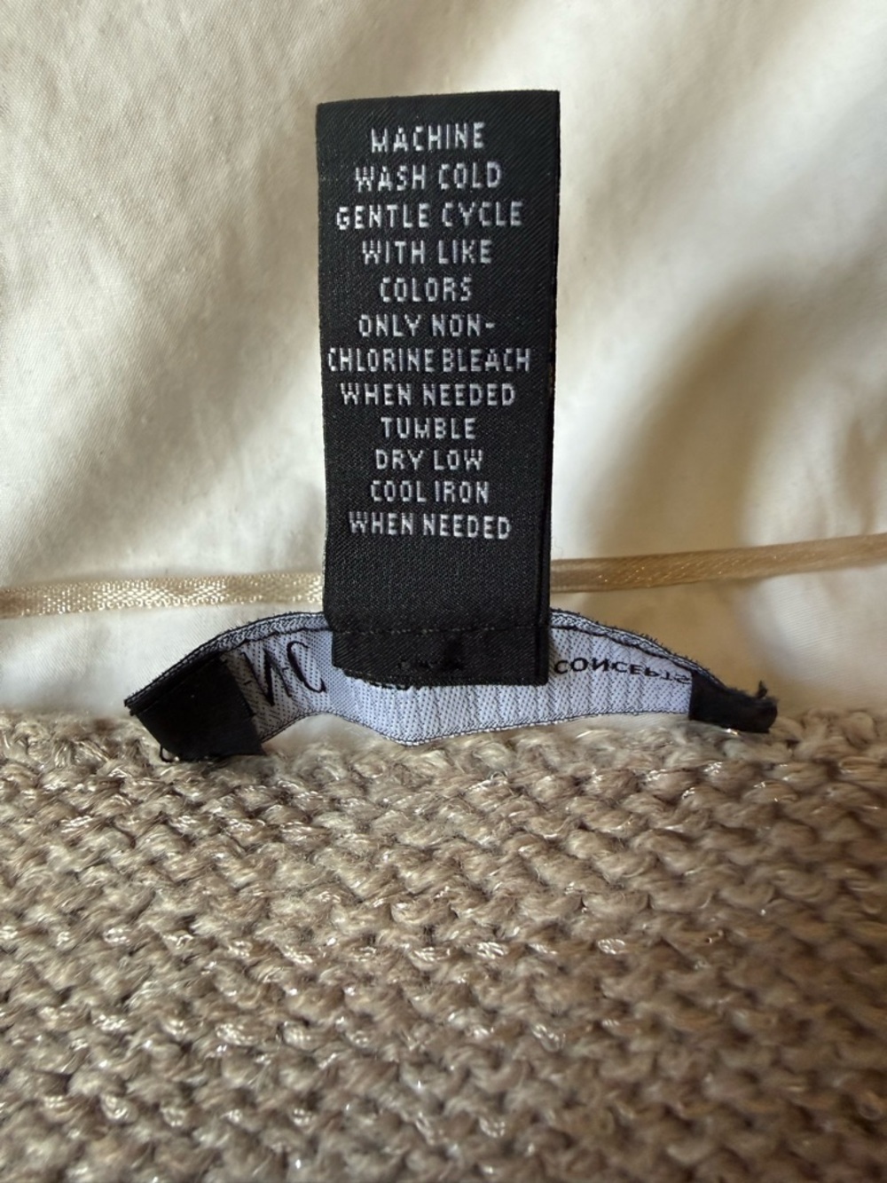 INC International Concepts Taupe Knit V-Neck Sweater with sequin detail - Picture 7 of 7